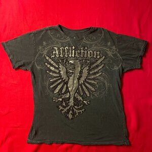 Affliction Mens Tshirt Size Large, Gray Cut Series Short Sleeve